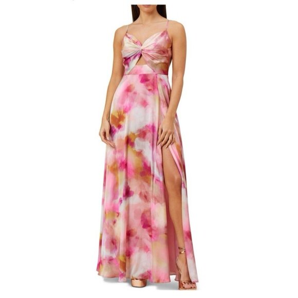 Aidan by Aidan Mattox Dresses & Skirts - Aidan Mattox 10 Pink Floral Long Maxi Gown Dress Pockets Party Wedding NWT